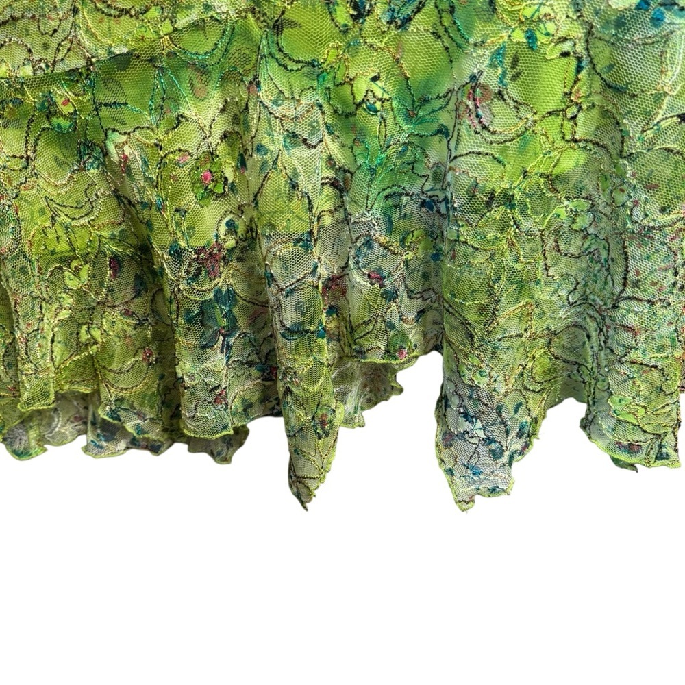 Vintage Cartise Midi Dress Cocktail Gown 6 Green Fairy Y2K 90s Ruffle Mesh Prom - Picture 4 of 10
